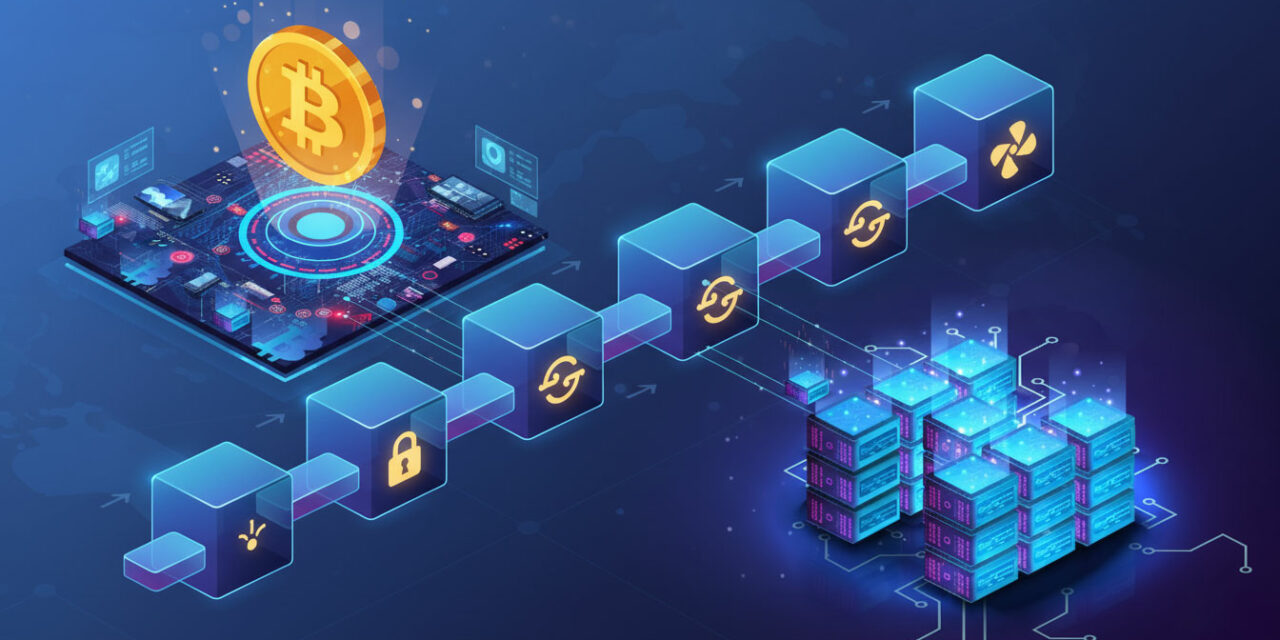 Schema semplice di blocchi collegati con impronte digitali (hash)